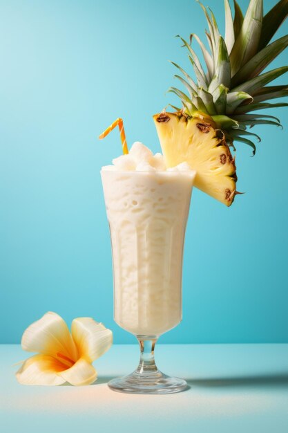 Pina colada drankje op een groene studio achtergrond Kopieer ruimte