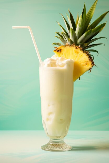 Foto pina colada su uno sfondo verde dello studio spazio di copia