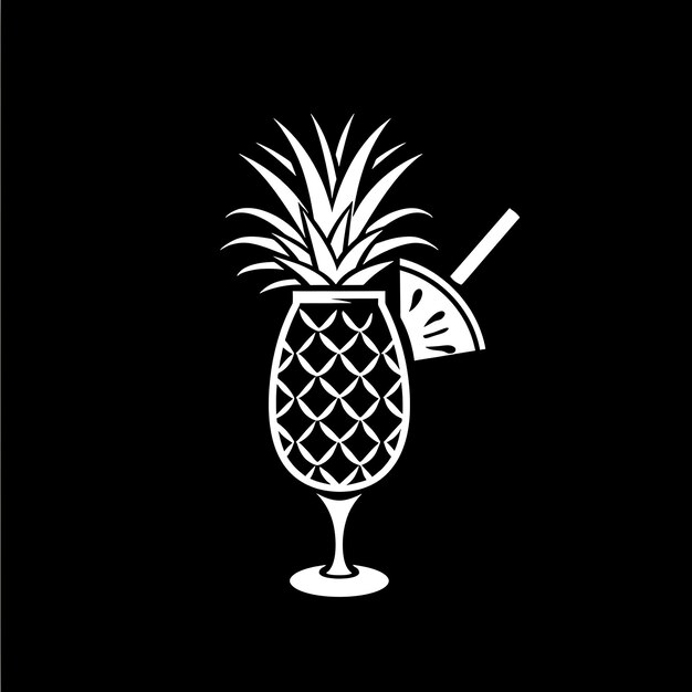 Foto pina colada logo met ananas en kokosnoot abstract logo st creative idea tattoo ink cnc concept