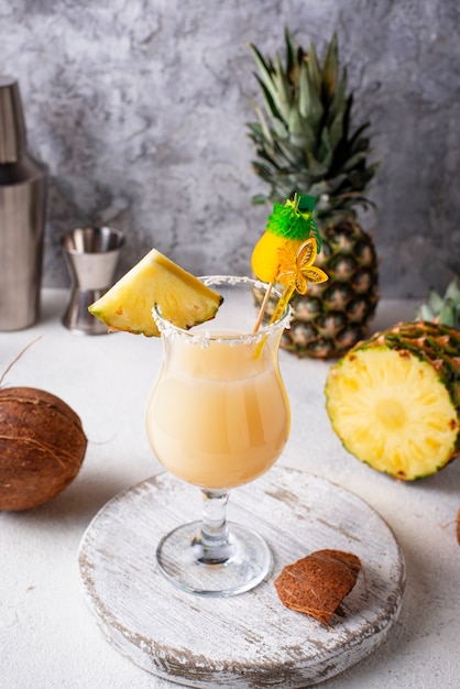 Pina colada. Traditional Caribbean cocktail