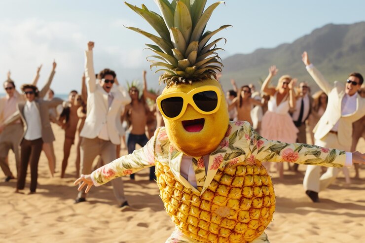 Photo a pina coladathemed dance party on a beach