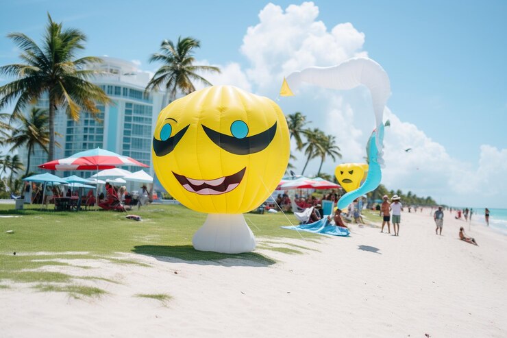 Photo a pina coladathemed kite festival on the beach