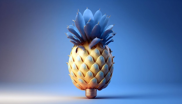 Photo the pinapple fruit forms as a bulb in isolated background generative ai