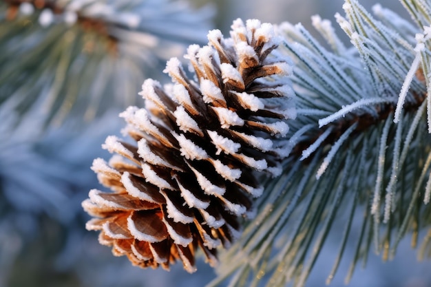 a pine cone on a branch