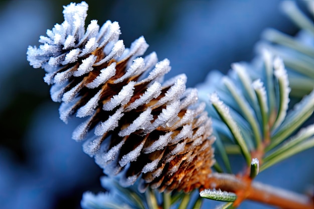 a pine cone on a branch