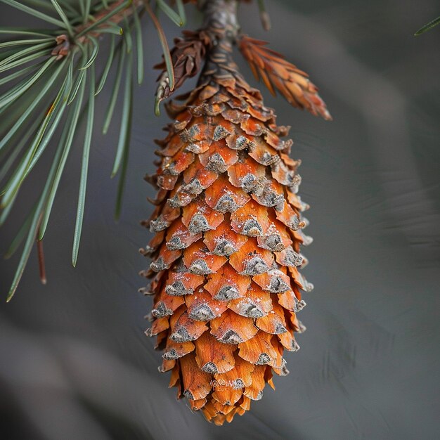 Photo a pine cone hanging from a tree with the word pine on it