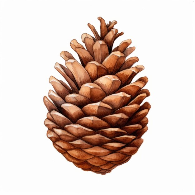 Pine cone isolated on white background Watercolor hand drawn illustration