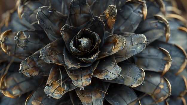 Фото Макрофотография соснового конуса сложные детали конуса раскрываются в ошеломляющих деталях