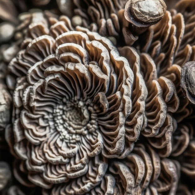 A pine cone with a spiral pattern