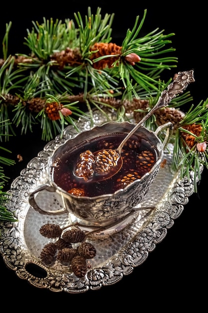 Pine cones jam pine cones in syrup healthy food high quality photo