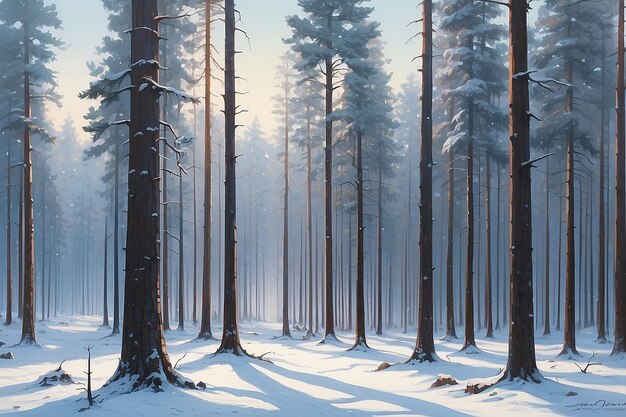 зимний сосновый лес
