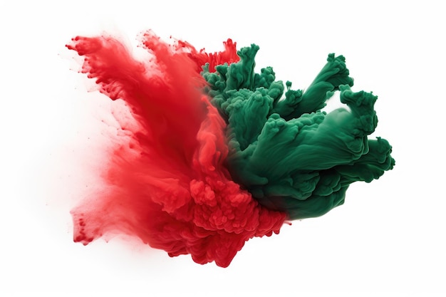 Pine Green Coral Red Vibrance Splash Isolated On White Background