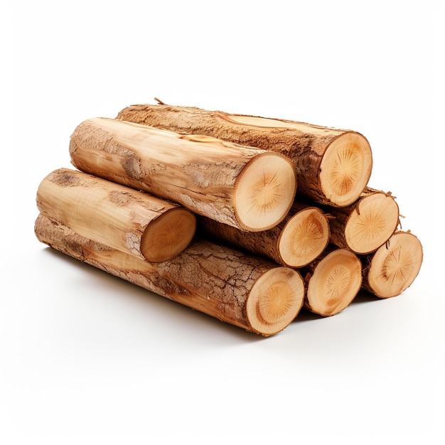 Pine logs on white background