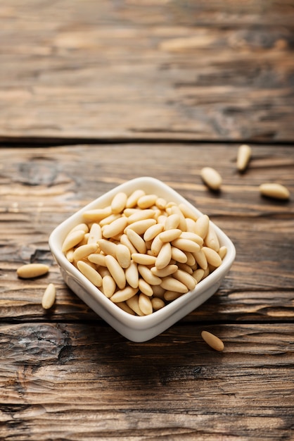 Pine nut on the wooden table