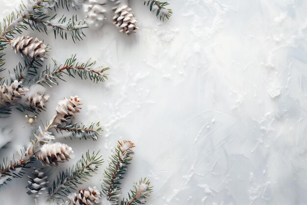 a pine tree is covered in snow and has a white background
