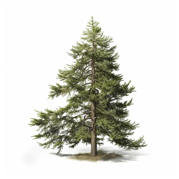 a pine tree is standing in a white background with a white background.