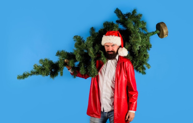 Pine tree kerstman kostuum kerst nieuwjaar vakantie kerstman man met kerstboom