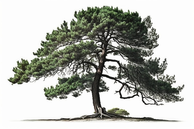 Photo pine tree on a white background generative ai