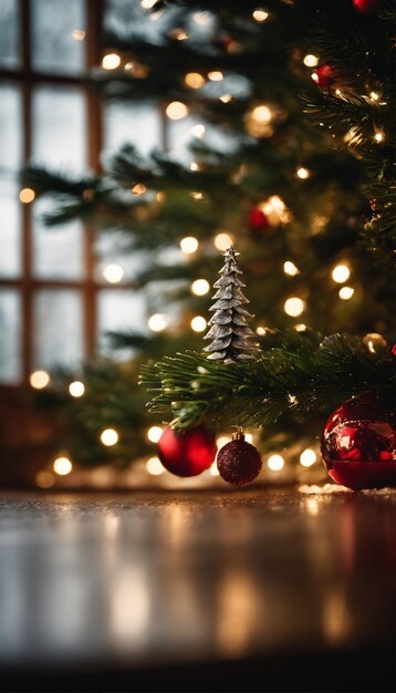 a pine tree with a christmas themebased decoration