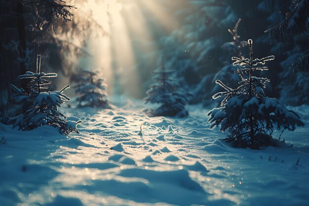 雪 の 土地 に 対し て 影 を 投げかけ て いる 松 の 木 たち  優雅 な 背景 の クリエイティブ 写真