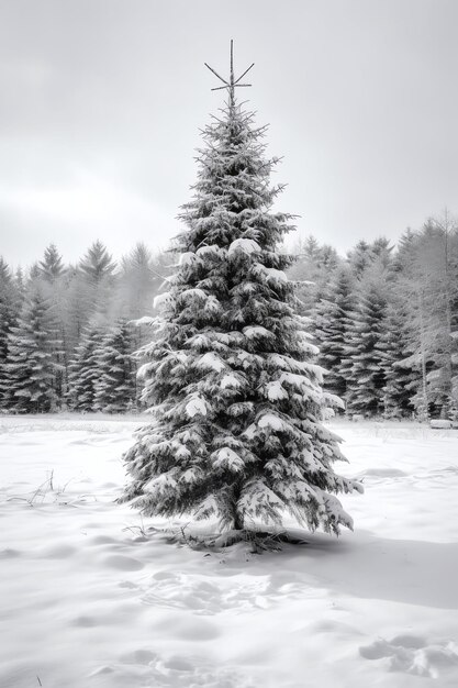 아름다운 겨울 크리스마스 테마로 눈으로  ⁇ 인 소나무 또는 장식 된 크리스마스 트리