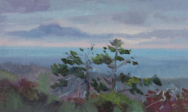 Pine trees oil painting