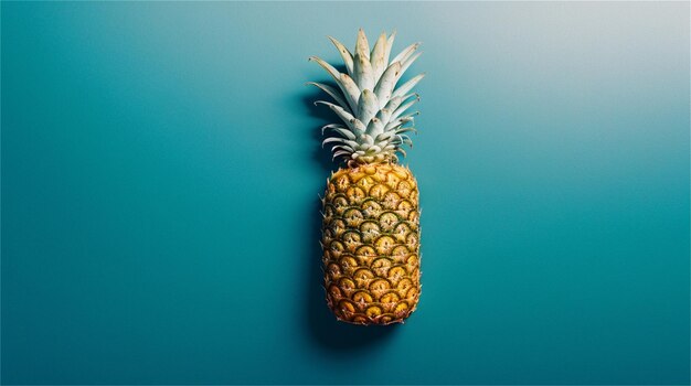 A pineapple on a blue background with the word pineapple on it