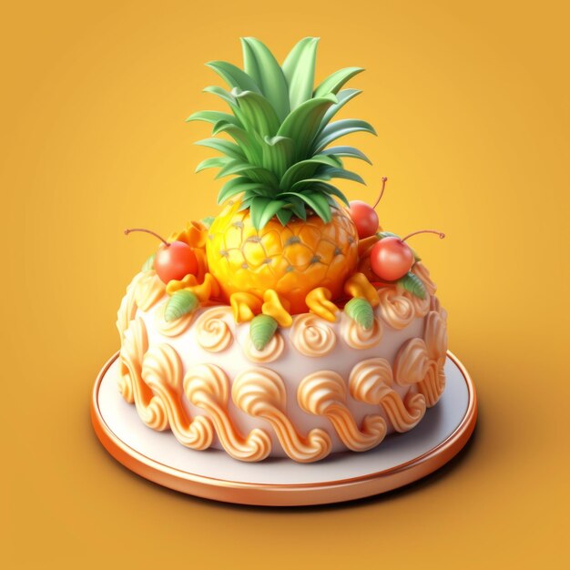 Pineapple cake hyper realistic ultra detailed isolated