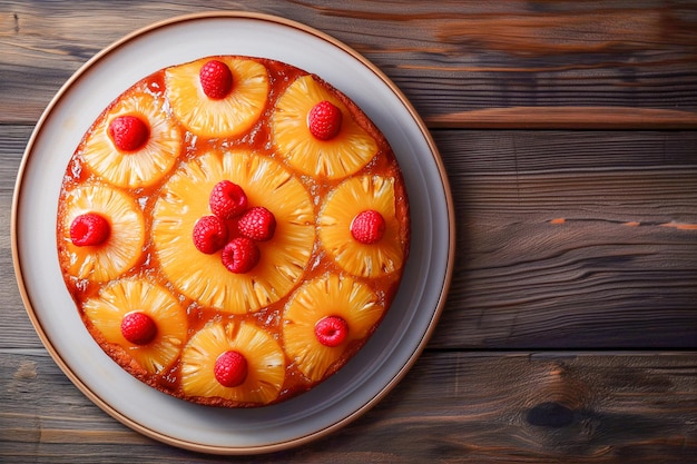 Pineapple cake on wooden table