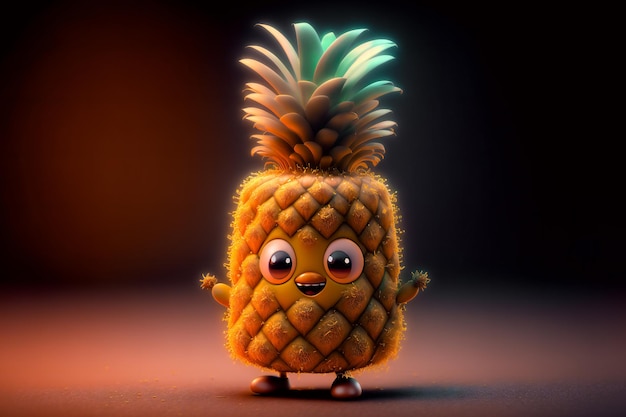 Pineapple character with a funny expression