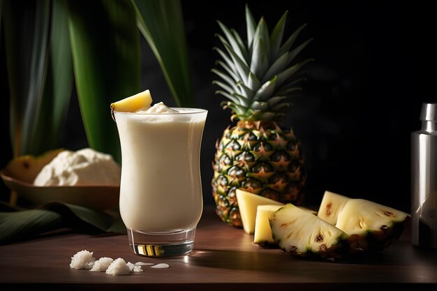 A pineapple cocktail with a pineapple on the top