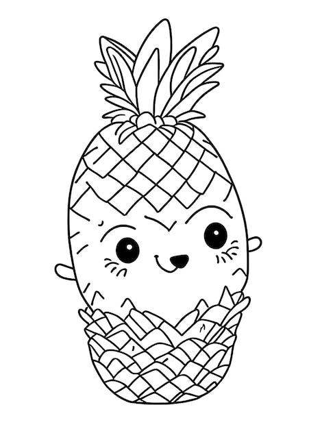 Photo pineapple coloring page for kids