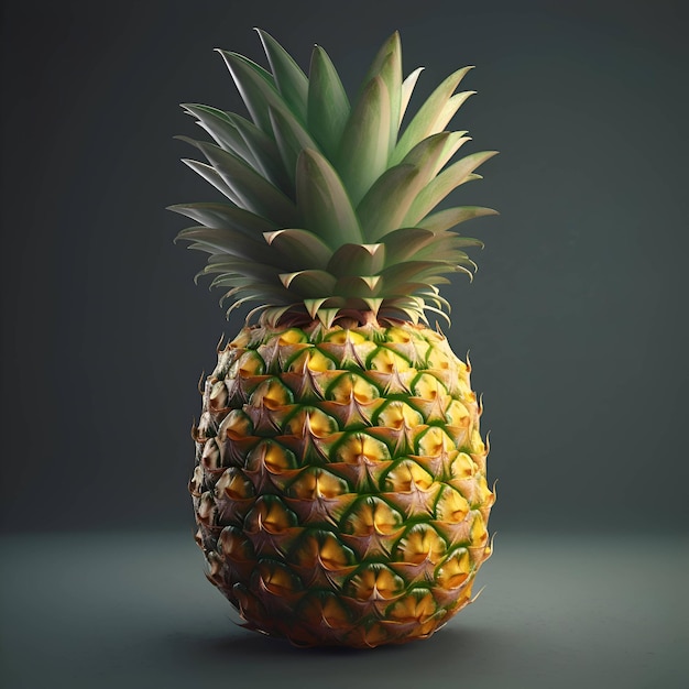 Pineapple on a dark background 3d rendering 3d illustration