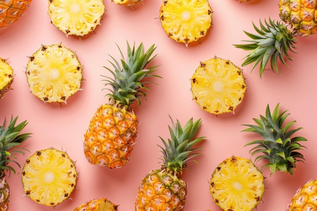 Pineapple flat lay food concept in creative layout