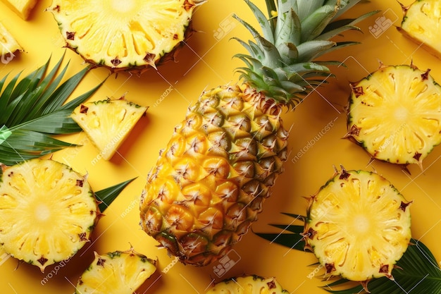 Pineapple flat lay food concept in creative layout
