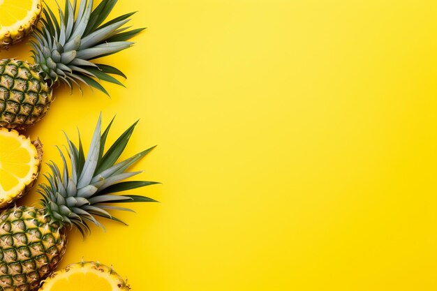 Фото Ананасовый каркас экзотические фрукты лето желтый фон концепция с копировальным пространством