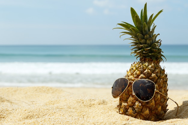 Pineapple fruit and sunglasses
