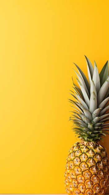 Photo pineapple fruit with leaf stem frame copy space generative ai