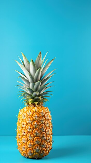 Pineapple fruit with leaf stem frame copy space generative ai