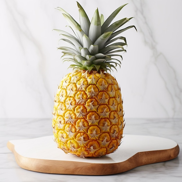 Photo a pineapple is cut into slices on a cutting board