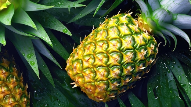 A pineapple is seen on a plant.