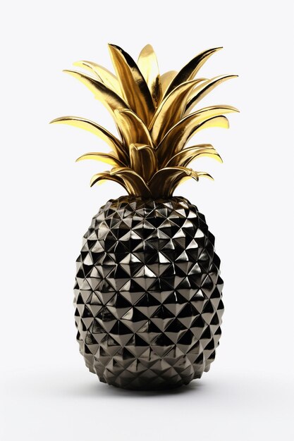 Photo a pineapple is shown with a gold leaf.