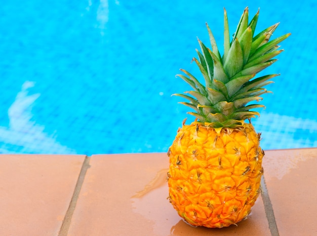 Pineapple is next to the swimming pool