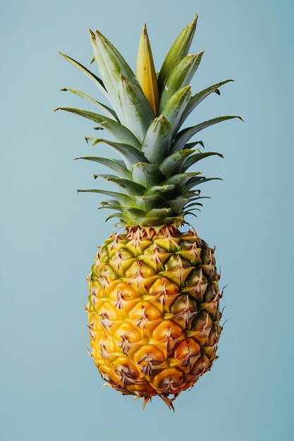 Foto un ananas su uno sfondo blu chiaro isolato