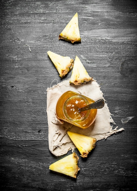 Pineapple jam in a jar.