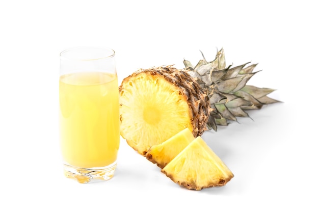 Pineapple juice isolated on white.