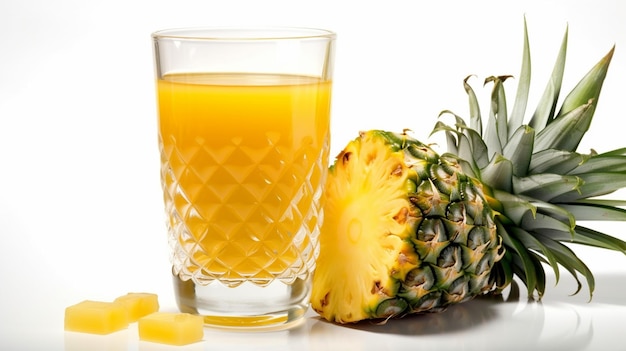 Pineapple juice with ice cubesgenerative ai