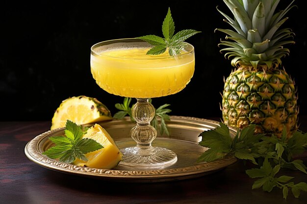 Photo pineapple mocktail served in a fancy glass