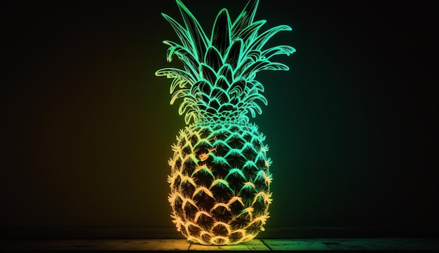 Photo pineapple neon light fruit sign summer plant image ai generated art