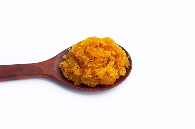 Pineapple paste or jam on white background